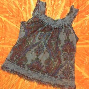 Adorable sheer print tank-blouse